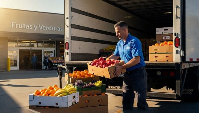 Furgoneta de reparto realizando transporte de mercancías en servicio público