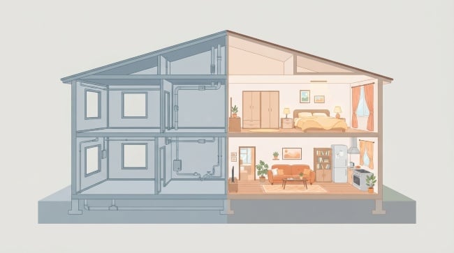 Vivienda representando el continente en un seguro de hogar